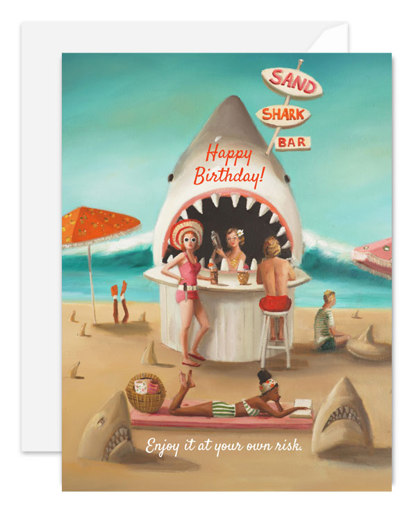 Sand Shark Bar Birthday Card