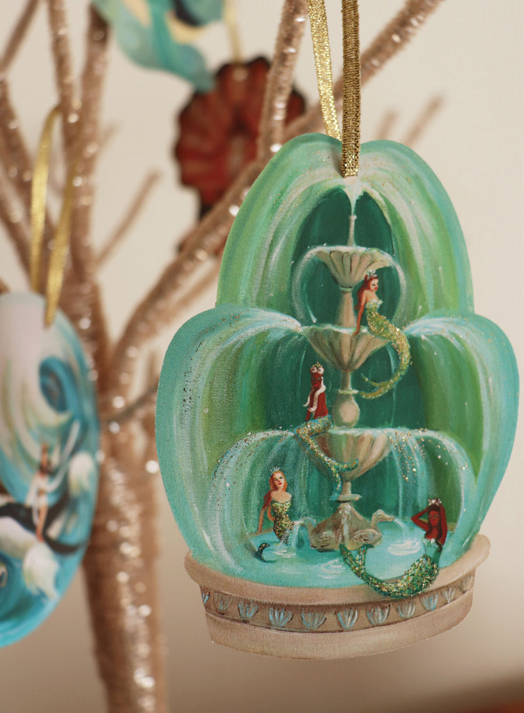 Mermaid Fountain Paper Ornament/ Gift Tag/ Diecut Decoration