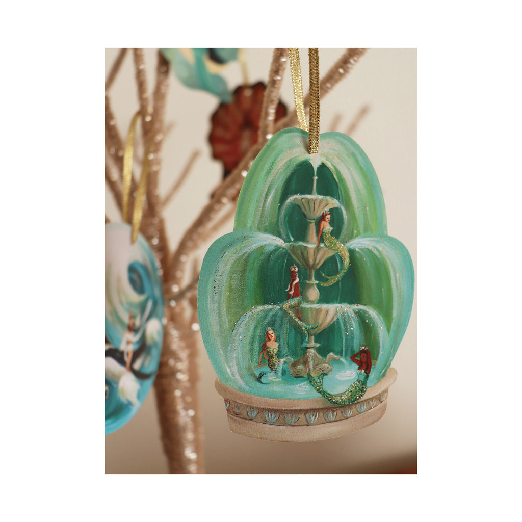 Mermaid Fountain Paper Ornament/ Gift Tag/ Diecut Decoration