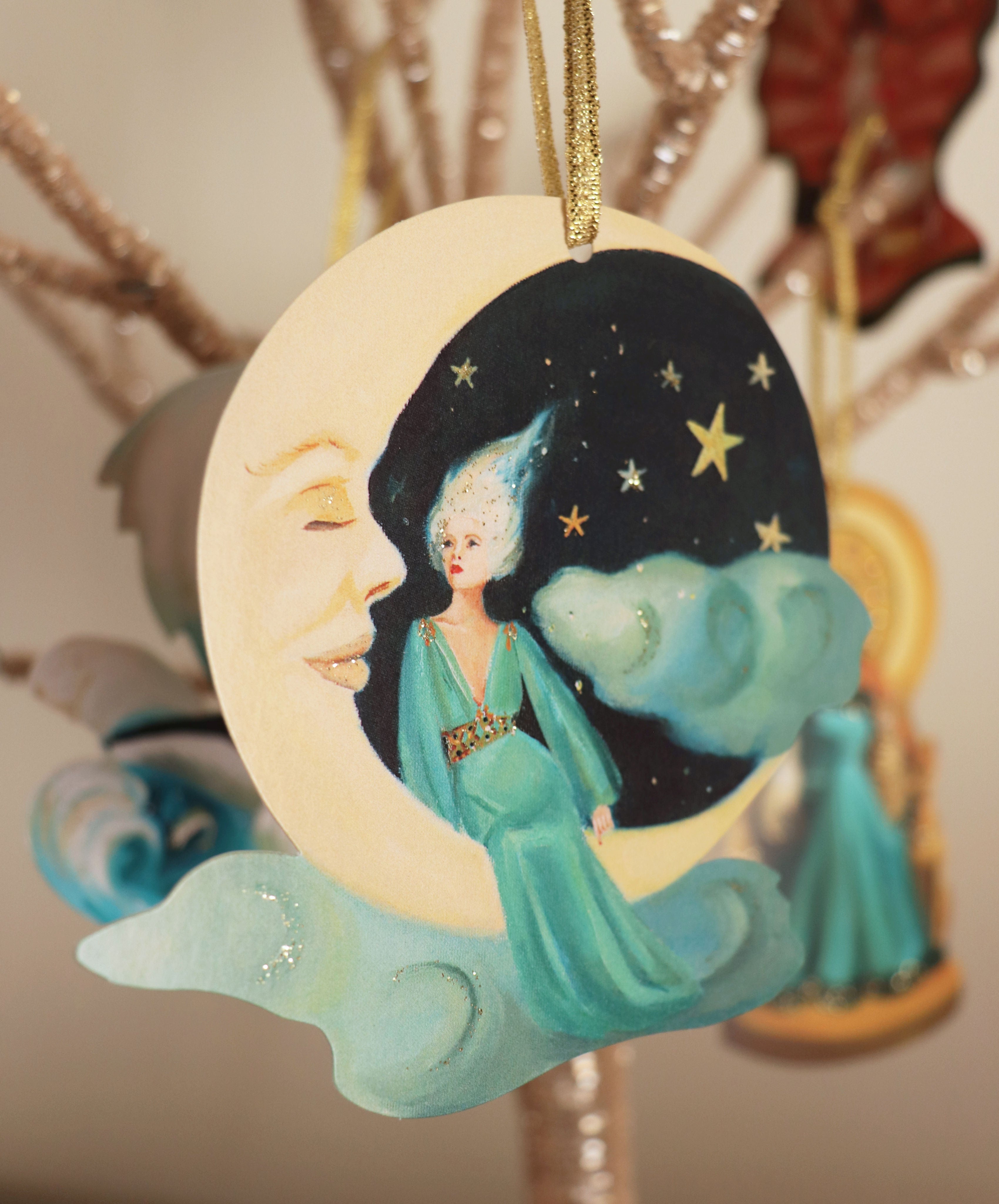 Moon Goddess Wooden Yule Ornament