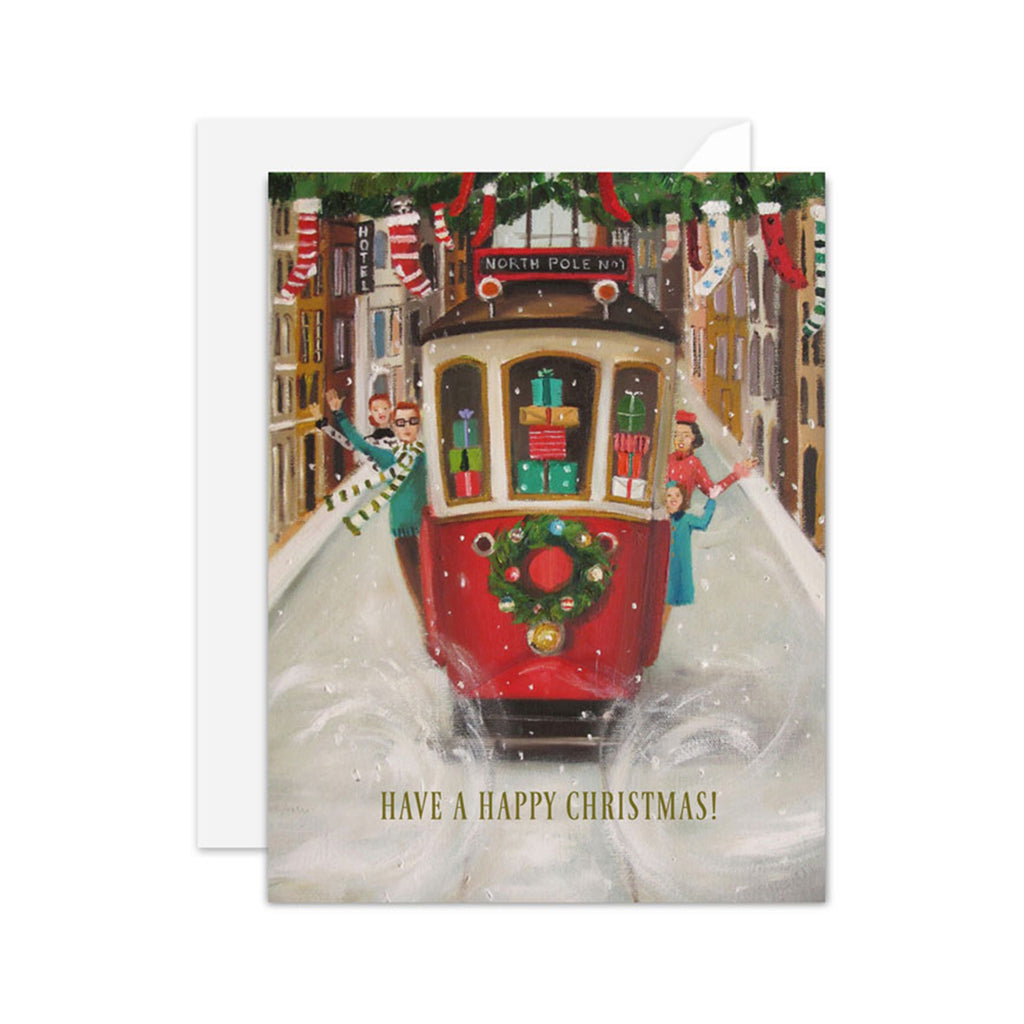 The Peppermint Family Christmas Trolley Card
